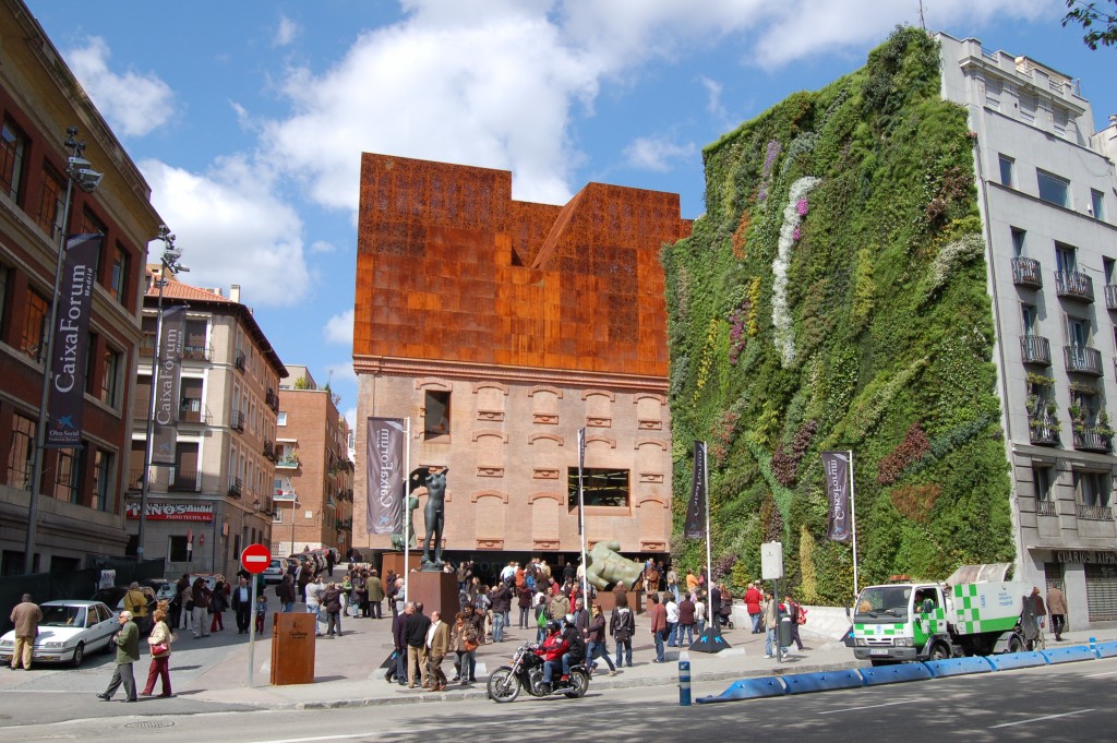 Green wall Caixa in Madrid Spain
